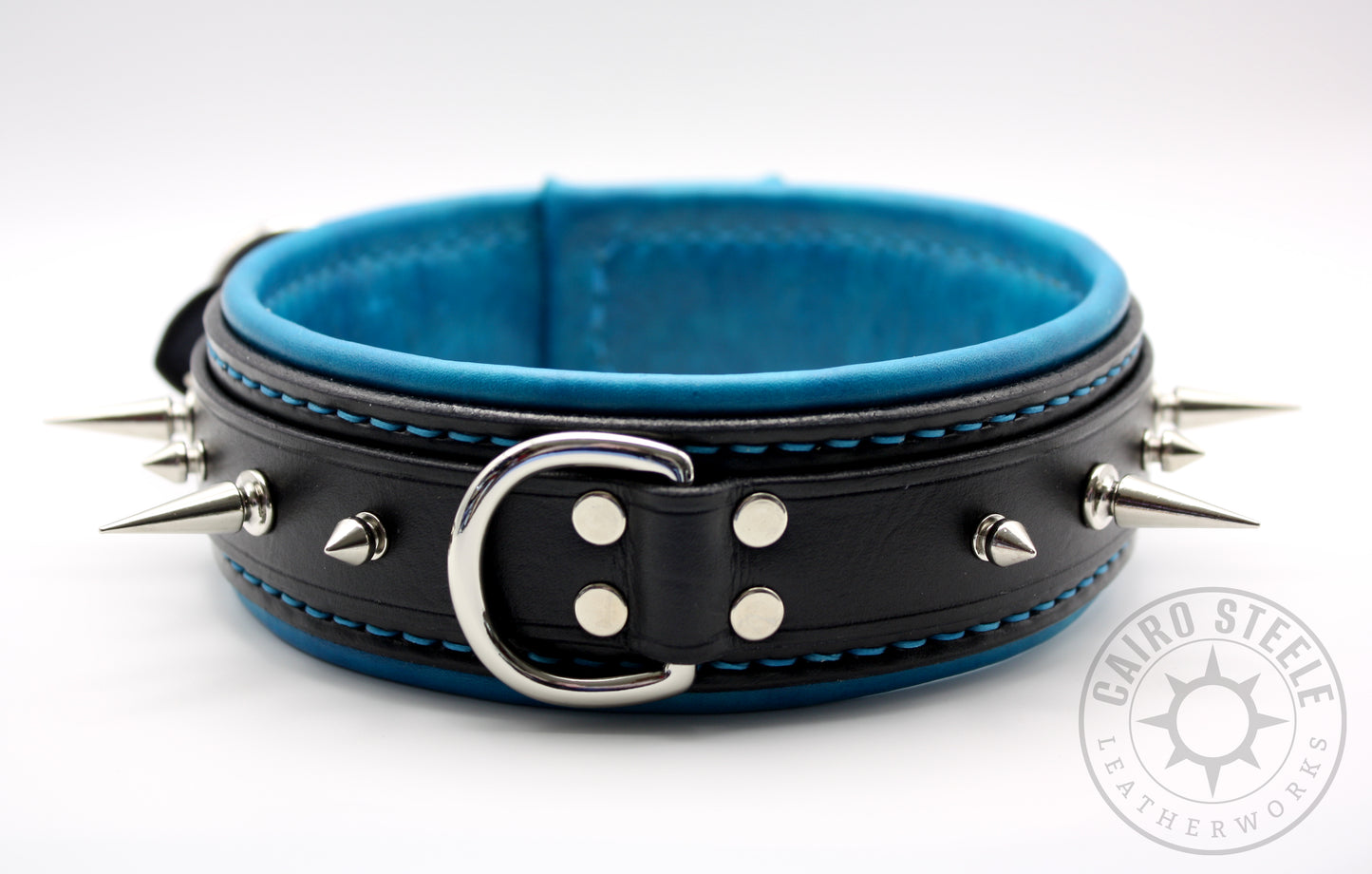 Black & Cerulean Spiked Collar