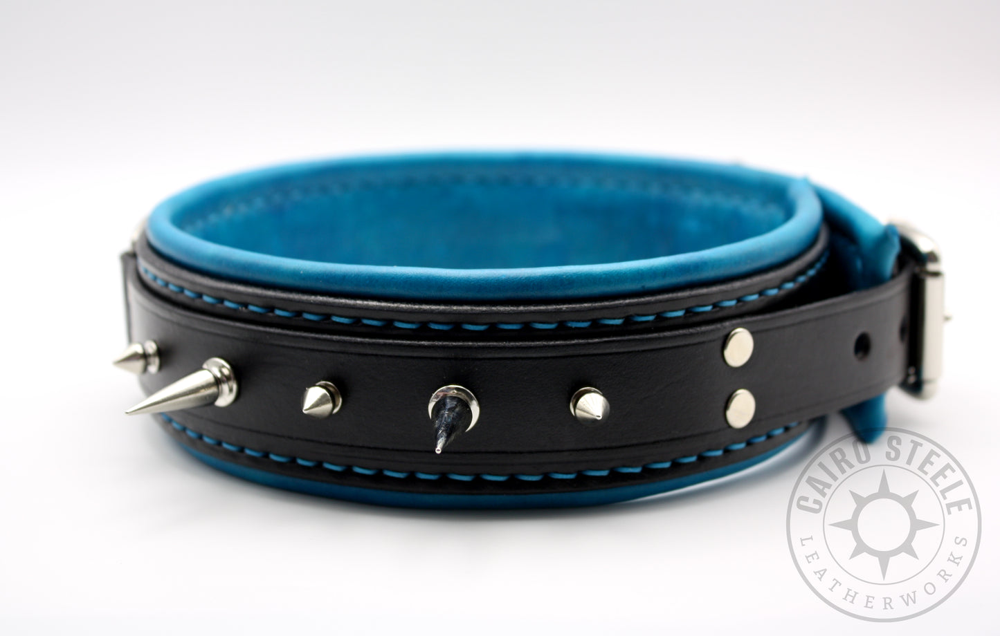 Black & Cerulean Spiked Collar
