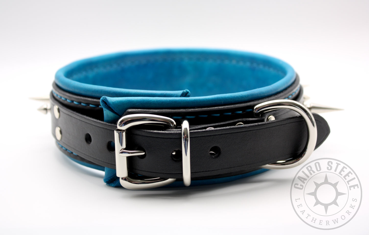 Black & Cerulean Spiked Collar