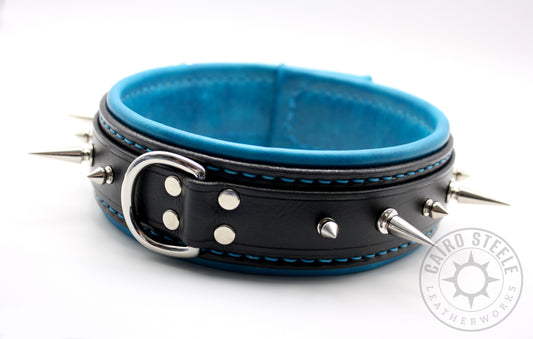 Black & Cerulean Spiked Collar