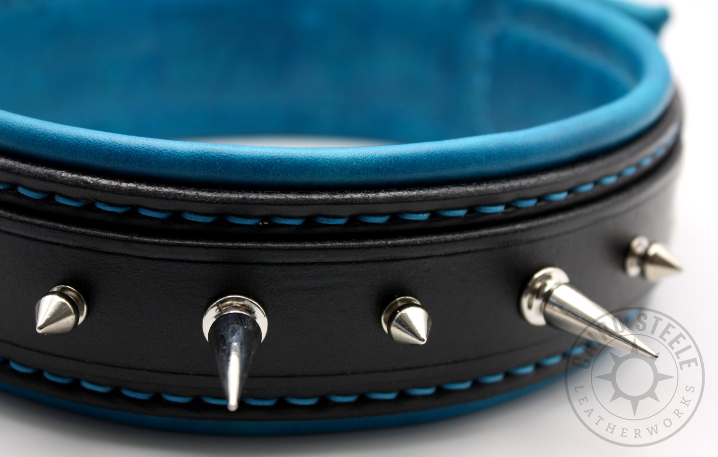 Black & Cerulean Spiked Collar