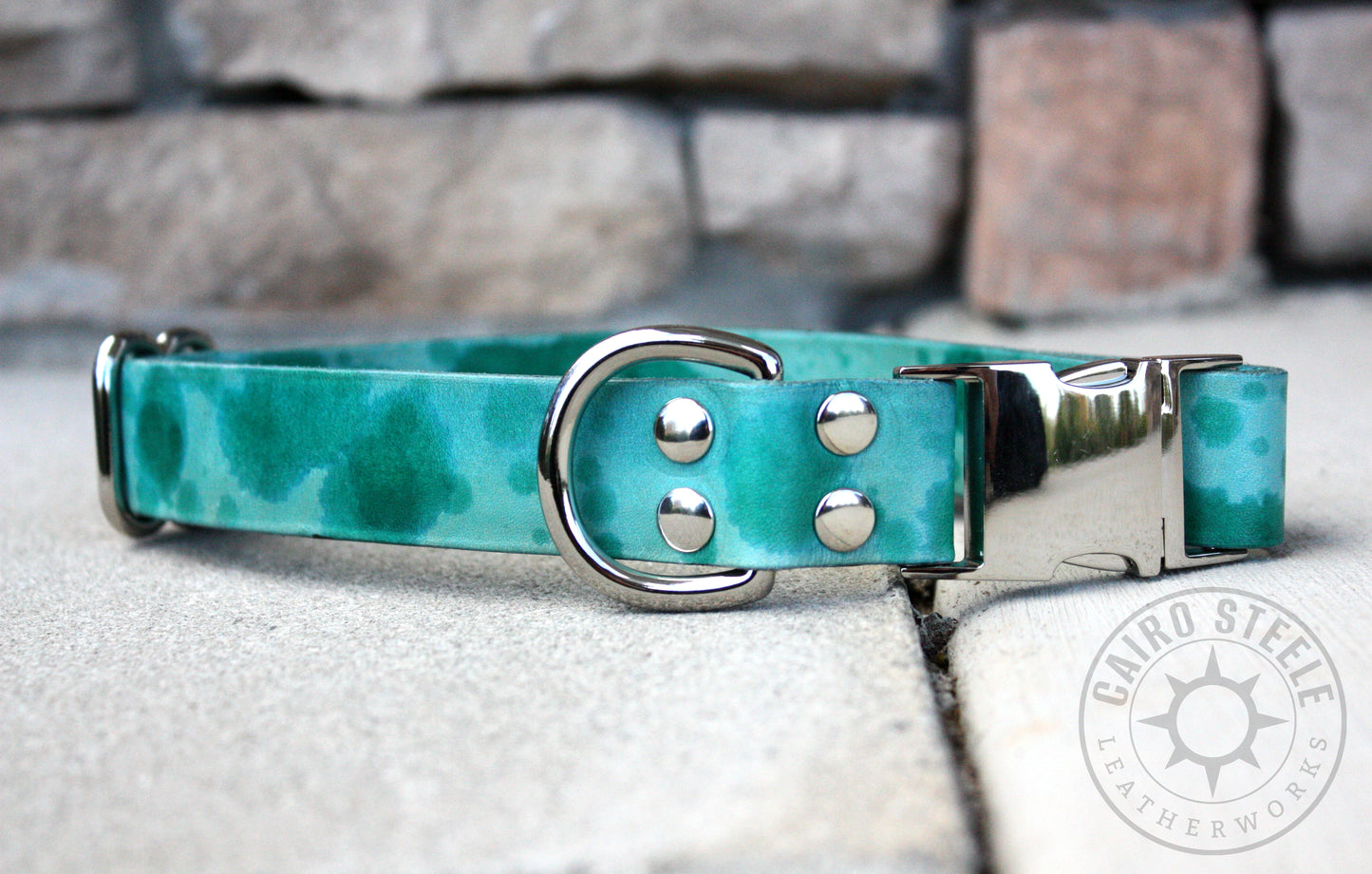 Teal Splatter Puppy Collar