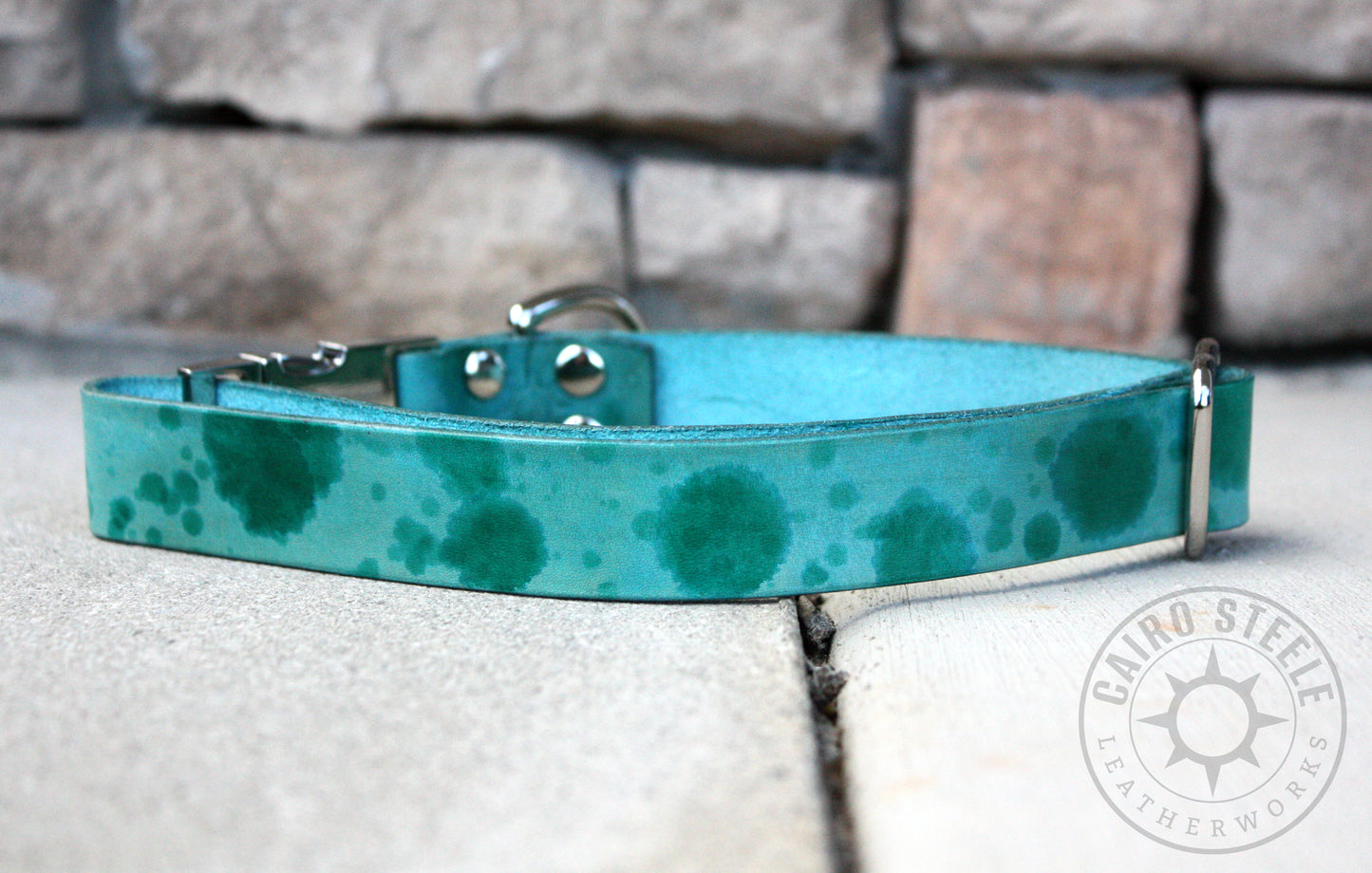 Teal Splatter Puppy Collar