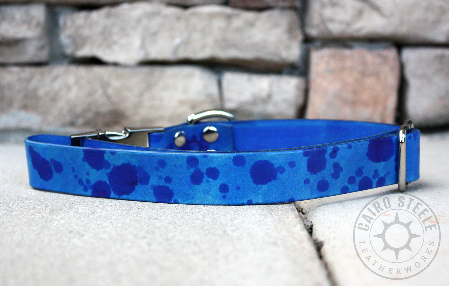 Blue Splatter Puppy Collar