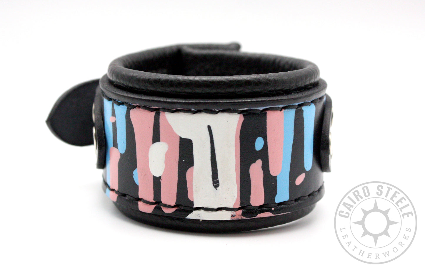 Transgender Pride Drip Cuff [Black Thread] (Discounted)