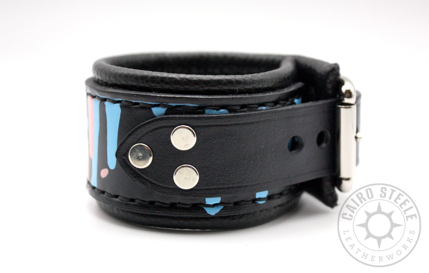 Transgender Pride Drip Cuff [Black Thread] (Discounted)