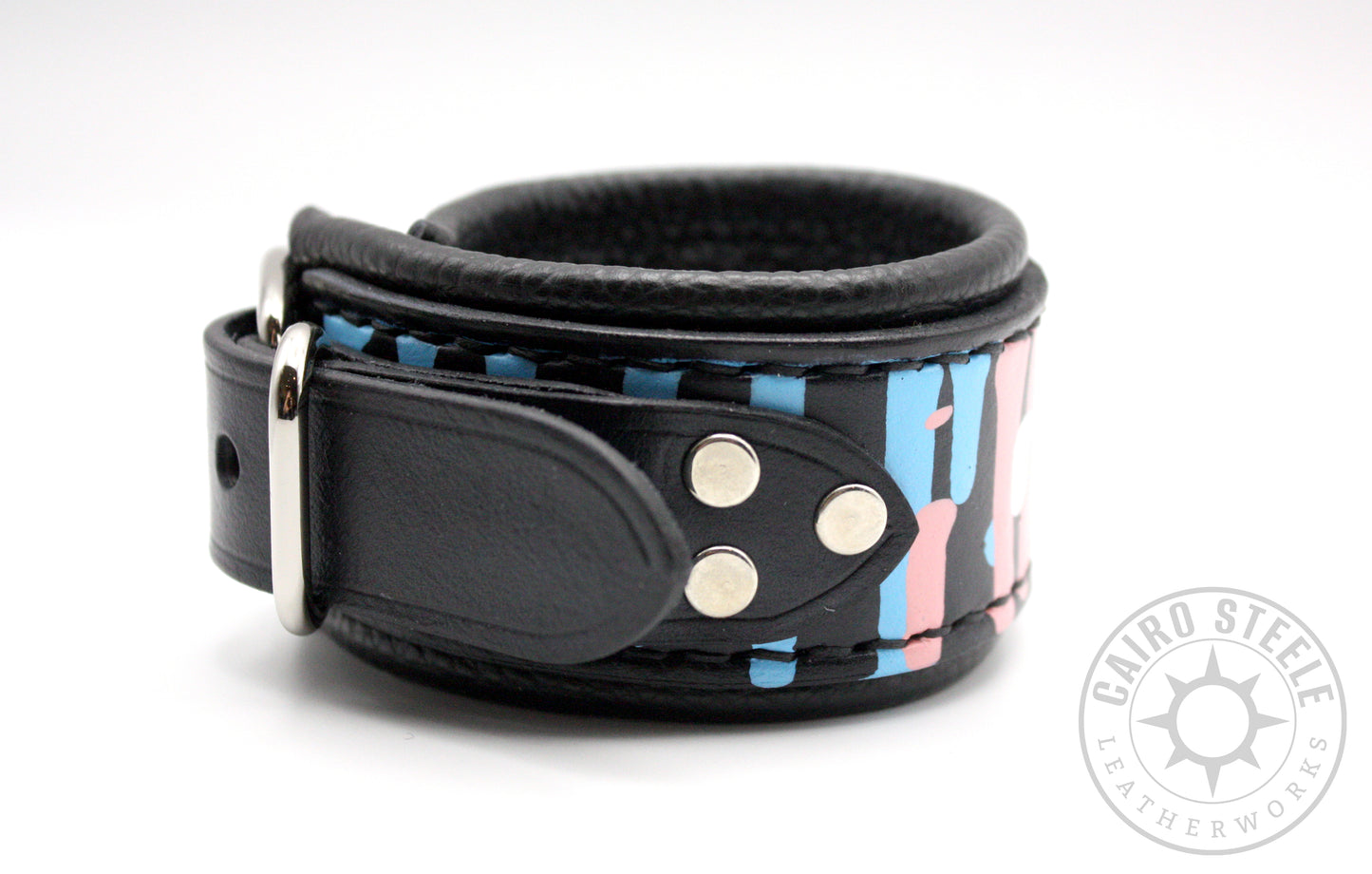 Transgender Pride Drip Cuff [Black Thread] (Discounted)